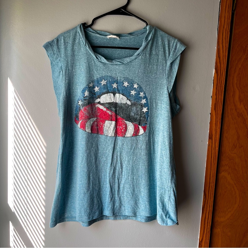 Women’s American Flag Lips T-Shirt